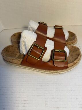 Esprit Brown Double-Buckle Cork Slide Sandals